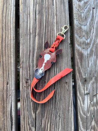 Hand Painted Dark Chestnut Horse Face Key Chain