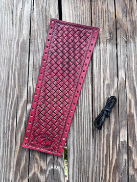Crosshatched Stamped Design Leather Show Stick Wrap
