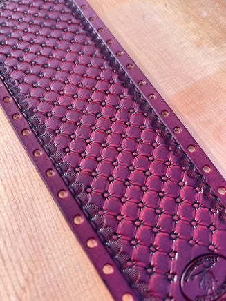 Quilted Bordeaux Custom Leather Show Stick Wrap