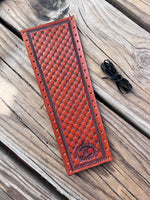 Hand Stamped Quilted Design Custom Leather Show Stick Wrap