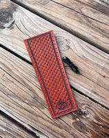 Hand Stamped Quilted Design Custom Leather Show Stick Wrap