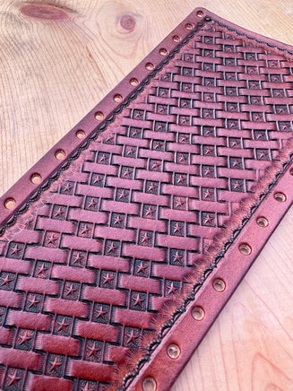 Star Basketweave Stamped Leather Show Stick Wrap
