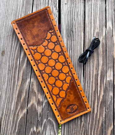 Two-Tone Starburst Stamped Leather Show Stick Wrap