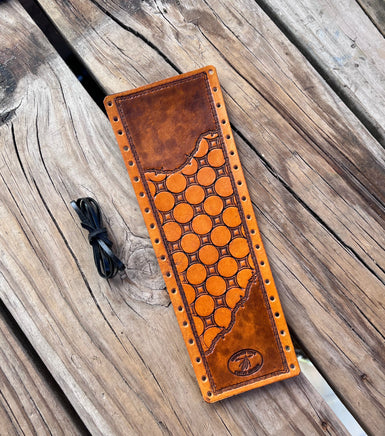 Two-Tone Starburst Stamped Leather Show Stick Wrap