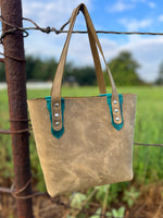 Light Brown Leather Tote Small Size