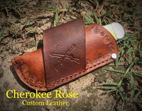 Custom Order- Fold-Over Stamped Leather Pocket Knife Sheath Medium