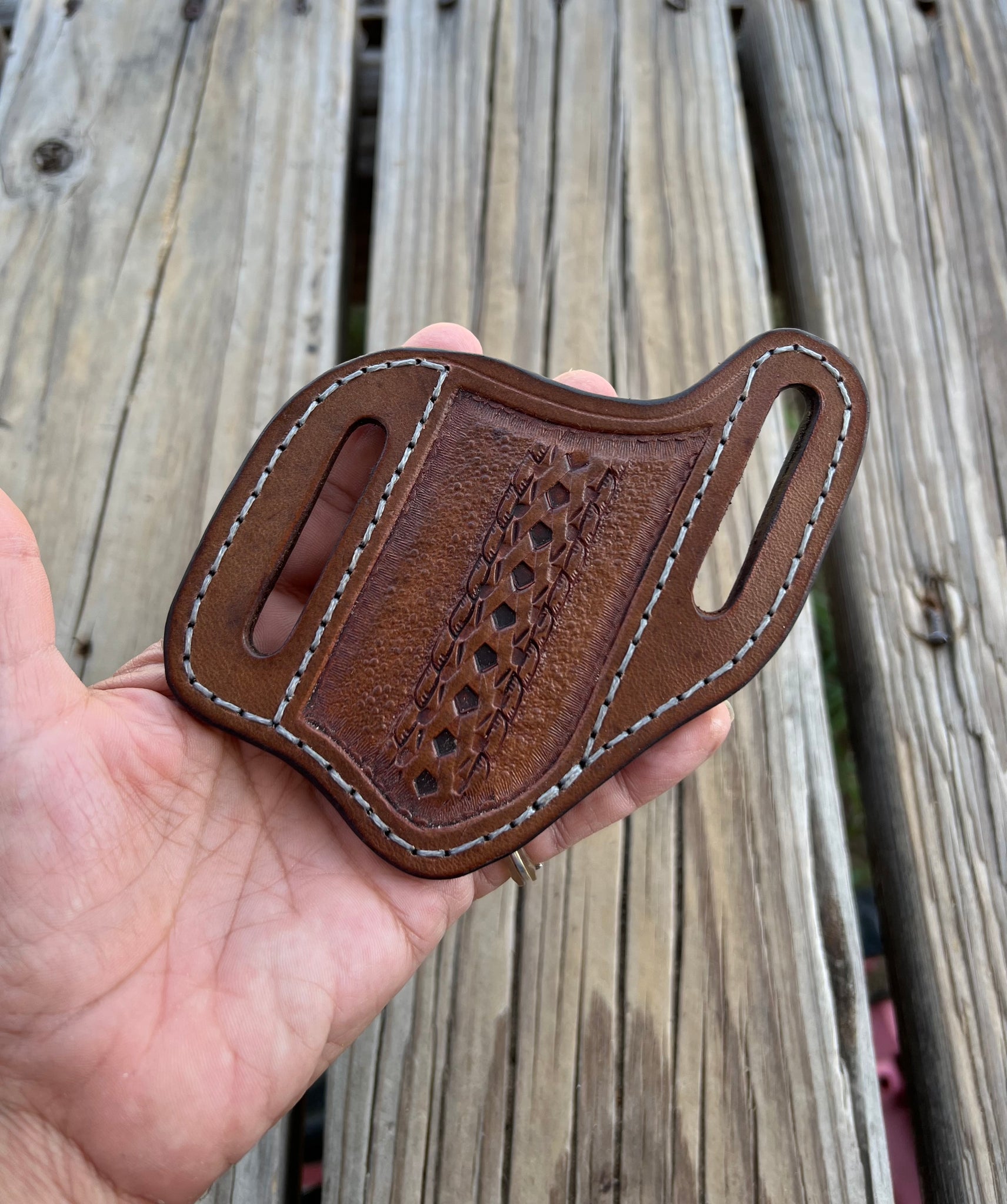 Slanted Leather Phone Holster Leather Phone Case With Belt 