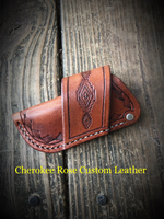 Custom Order- Fold-Over Stamped Leather Pocket Knife Sheath Medium