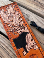 Oak Leaves and Show Heifer Leather Show Stick Wrap