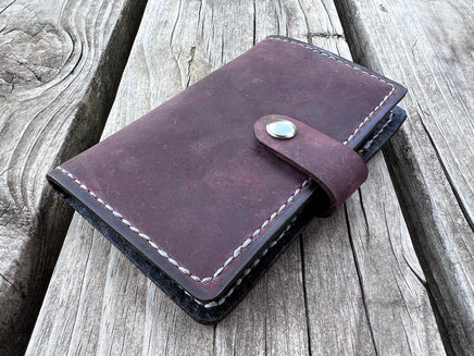 Deep Plum Oil Tanned Leather Spiral Top Notebook Holder