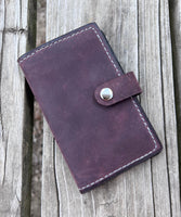 Deep Plum Oil Tanned Leather Spiral Top Notebook Holder