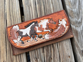 Running Paint Horses 3 Card Ladies Clutch Wallet