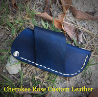 Custom Order- Fold-Over Style Leather Pocket Knife Sheath Small