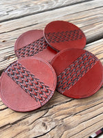 Woven Bar Leather Coaster Set of 4