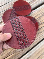 Woven Bar Leather Coaster Set of 4