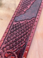 Two-Tone Decorative Square Stamped Leather Show Stick Wrap