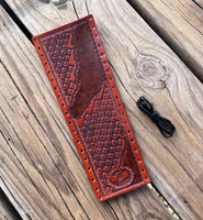 Two-Tone Decorative Square Stamped Leather Show Stick Wrap