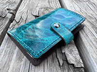 Waxy Turquoise Oil Tanned Leather Spiral Top Notebook Holder