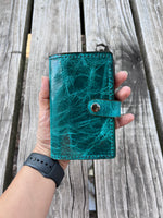 Waxy Turquoise Oil Tanned Leather Spiral Top Notebook Holder