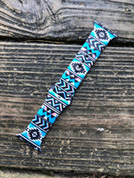 Blue Aztec Silicone Apple Watchband