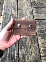 Sandy Brown Oil Tanned Double Snap Minimalist Wallet