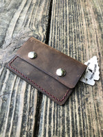 Chocolate Brown Oil Tanned Double Snap Minimalist Wallet