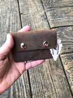 Chocolate Brown Oil Tanned Double Snap Minimalist Wallet
