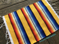 13" x 19" Bright Yellow Mexican Serape Place Mat - Peyote Rose