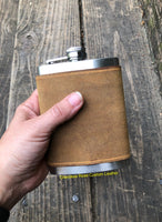Buckskin Leather Stainless Steel Flask Wrap - Peyote Rose