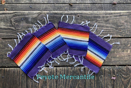Set of 4 Purple Serape Coasters - Peyote Rose
