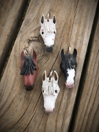 Hand Painted Horse Head Leather Keychain