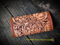 Sheridan Styled Carved Leather Ladies Clutch - Peyote Rose