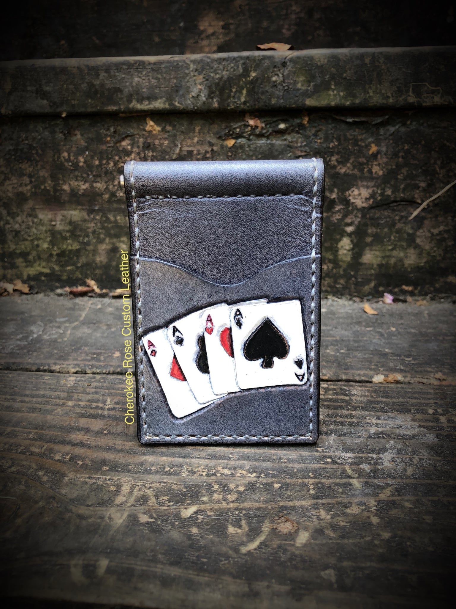 4 Aces Slate Gray Money Clip Wallet