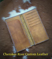 Custom Order~ Minimal Stamped or Initial Roper Style Long Wallet