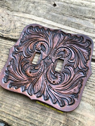 Leather Double Light Switch Cover