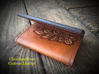 Custom Order ~ Carved Leather Men's Trifold Wallet