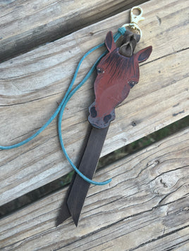 Hand Painted Red Bay Horse Face Key Chain