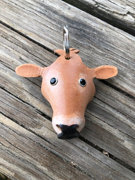 Hand Painted Jersey Cow Leather Keychain