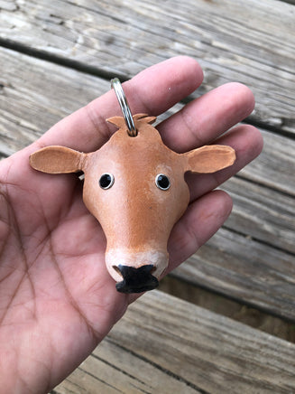 Hand Painted Jersey Cow Leather Keychain