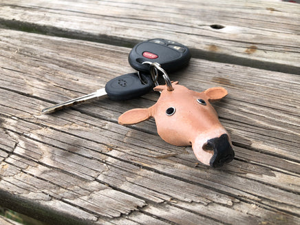 Hand Painted Jersey Cow Leather Keychain