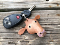 Hand Painted Limousin Cow Leather Keychain