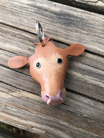 Hand Painted Limousin Cow Leather Keychain