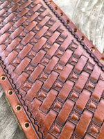 Custom Order~ Texas Longhorn Basketweave Leather Show Stick Wrap