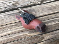 Hand Painted Bay Horse Head Leather Keychain