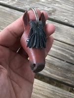 Hand Painted Bay Horse Head Leather Keychain