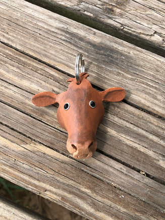 Hand Painted Beefmaster Cow Leather Keychain