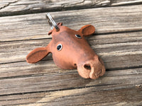 Hand Painted Beefmaster Cow Leather Keychain