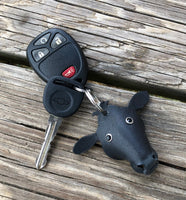 Hand Painted Black Angus Cow Leather Keychain