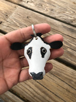 Hand Painted Black Baldy Cow Leather KeychainHand Painted Black Baldy Cow Leather Keychain