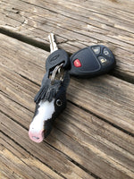 Hand Painted Black Horse Head Leather Keychain